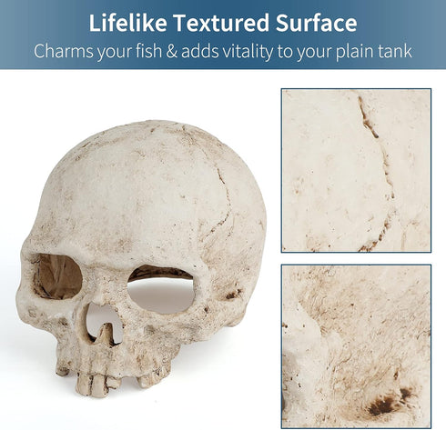 Uniclife Aquarium Skull Reptile House Decor Resin Head Skeleton Ornament for Tank Landscape Decorative Hideout Cave Shelter for Small Fish Shrimp ...