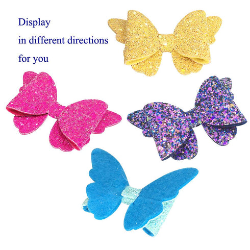 Yazon Baby Girls Glitter Bows Clips Sparkly Butterfly Bows Hair Clips for Toddler Kids Teens 8pcs...