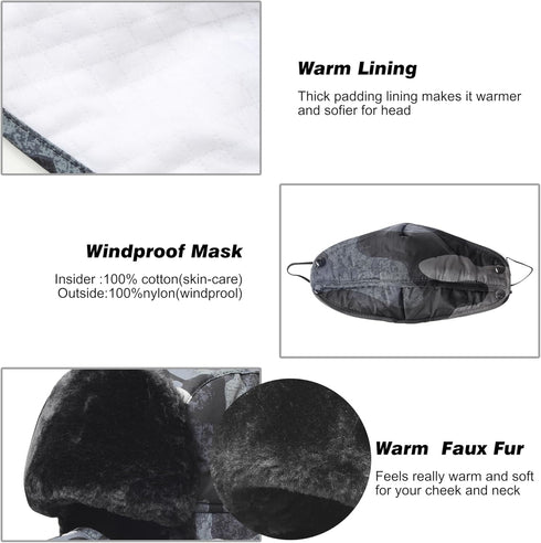Trooper Trapper Hat,Winter Ski Hat with Winter Ear Flap and Ski Windproof Mask...