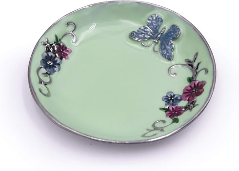 LARAINE Jewelry Dish Display Trinket Tray Round Bowl Home Decorative Organizer Gift Necklace Earring Rings Holder Storage 3" (Round Green)...