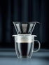 Bodum 12oz Pour Over Coffee Dripper Set w/ Double Wall Mug and Reusable Permanent Filter, Plastic, BPA-Free, Clear...