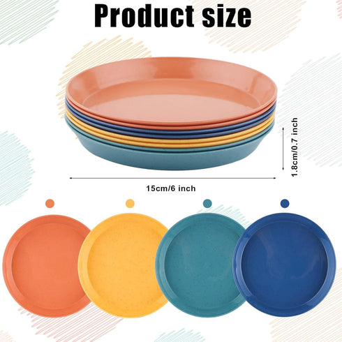 8pcs Cat Food Bowls, 6 inch Whisker Fatigue Cat Bowls for Food and Water Wheat Straw Shallow Wide Cat Dish Plates Colorful Kittens Wet Feeding Wat...