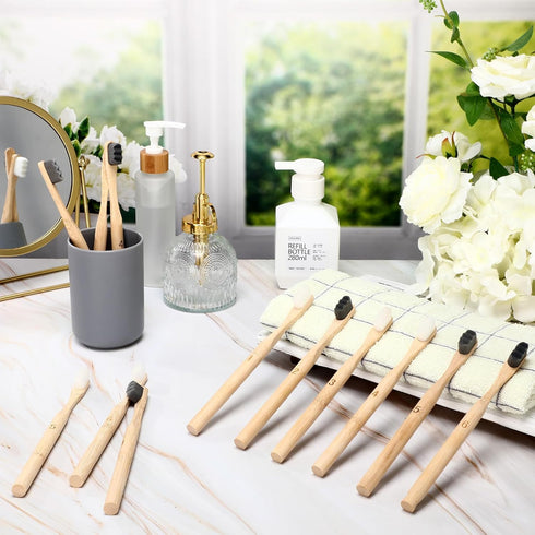 Sieral 24 Pcs Toothbrushes Extra Soft Bristles Wooden Bamboo Toothbrush 20000 Soft Natural Bristle Toothbrush for Kids Adults Home Travel Individu...