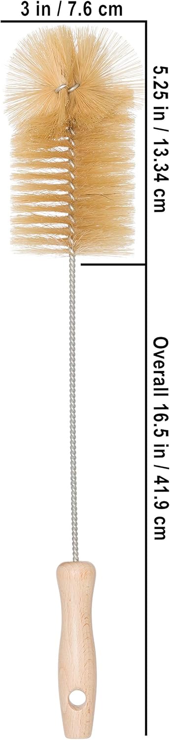 Redecker Natural Pig Bristle Soda Bottle Brush, 15-Inches, Flexible Wire Handle, Made in Germany...