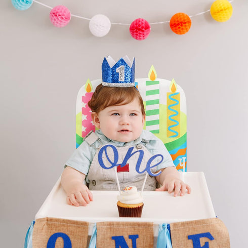 Tegeme Birthday Chair Cover 2 Pieces Kids Chair Cover Classroom Seat Decorations for Party Home School Office(Blue)...