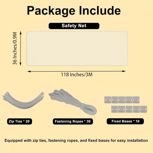 Banister Guard-10ft X 3ft Thick Balcony Safety Net for Kids Pet Balcony Guard Balcony Netting for Pets Rail Net for Balcony Apartment Cat Netting ...
