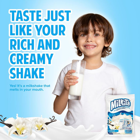 Milkita Creamy Shake Candy Bag, Gluten Free Chewy Candies with Calcium & Real Milk, Zero Trans Fat, Low-Sugar, Vanilla Flavor, 25 Pcs...