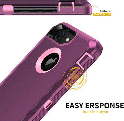 for iPhone 8 Case,iPhone 7 Case,Built-in Screen Protector, Shockproof 3-Layer Full Body Protection Rugged Heavy Duty High Impact Hard Cover Case f...