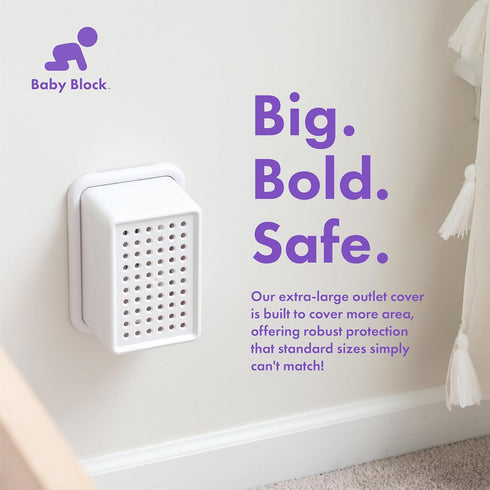 Baby Block Extra Large Outlet Cover Box | Child Proof Outlet Covers Baby Proofing | Oversized Plug Covers Baby Proofing | XL Baby Proof Outlet Cov...