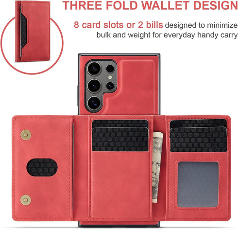 Asuwish Phone Case for Samsung Galaxy S24 Ultra 5G Wallet Cover with Credit Card Holder Slot Stand Leather Cell Accessories S24Ultra 24S S 24 24Ul...