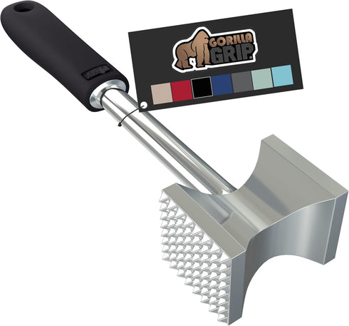 Gorilla Grip Heavy Duty Meat Tenderizer, Dual-Sided Steak Pounder, Tenderize and Flatten Beef and Poultry, Kitchen Mallet Maximizes Food Flavor, B...