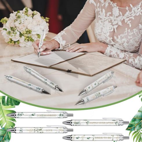 24 Pcs Bridal Shower Ballpoint Pens Retractable Black Ink Wedding Pens with Quotes for Guest Book Writing Games Gifts Wedding Favors Souvenir Offi...