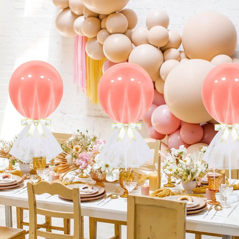 Rose Gold Party Supplies, 6 Pack Tutu Tulle Balloon Centerpieces Set for Women Girl Birthday Wedding Engagement Bachelorette Bridal Shower Party T...