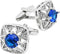 Faceted Blue Crystal Cufflinks for Men In Gift Case Square Shape Gemstone Men's Cufflinks Jewelry for Wedding Party Business Birthday Anniversary ...