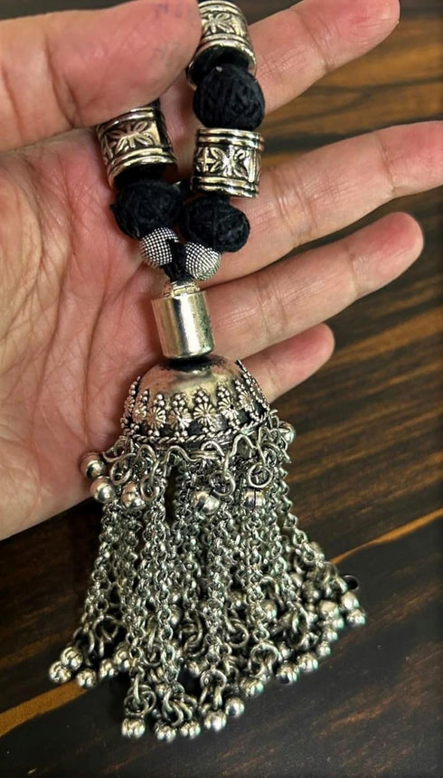 Indian Antique Silver Oxidized Afghani Banjara Gypsy Boho Ethnic Bead Meenakari Enamel Choker Necklace Earrings Jewelry...