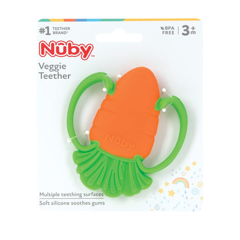 Nuby Veggie Teether for Teething Relief - Soft Baby Teething Toy - 3+ Months - Peas...