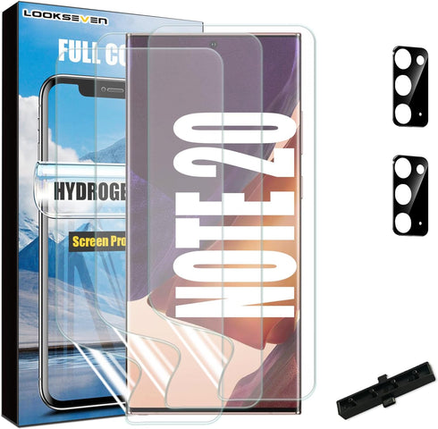 [3+2 3 Packs Hydrogel Film Screen Protector(Not Glass) + 2 Packs Tempered Glass Camera Lens Protector For Samsung Galaxy Note 20...