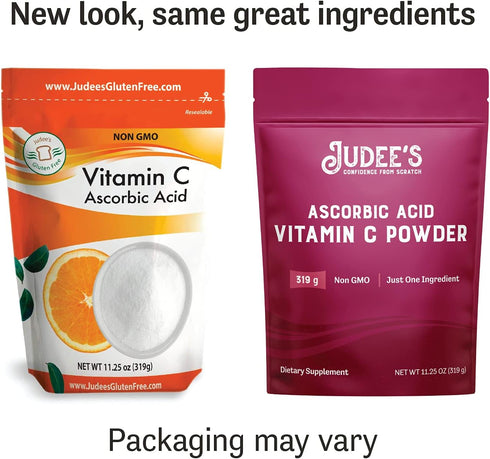 Judee’s Pure Vitamin C Powder 11.25 oz - 100% Non-GMO, Gluten-Free and Nut-Free - (L - Ascorbic Acid) - Immune Support & Antioxidant Supplement - ...