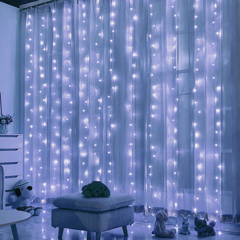 HOME LIGHTING Window Curtain String Lights, 300 LED 8 Lighting Modes Fairy Copper Light with Remote, USB Powered Waterproof for Christmas Bedroom ...