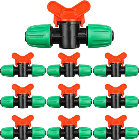 1/2 Inch Drip Irrigation Valve, 10 Pcs 1/2" In-Line Barbed Locked Switch Valves For 1/2 Inch Drip Tubing (0.60"-0.63" OD), 1/2 in. Shut Off On Val...