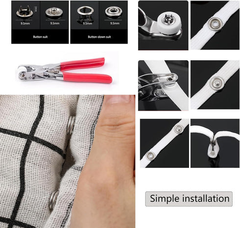 Censib 200 Sets Snap Button Kit with Snap Fastener Tool for Clothing Fabric?800pcs Button Snaps 9mm)...