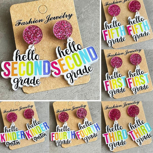Fun Teacher Earrings Back to School Grade Earrings Pencil Drop Dangle Earring for Teachers First Day of School Earrings Teachers Appreciation Day ...