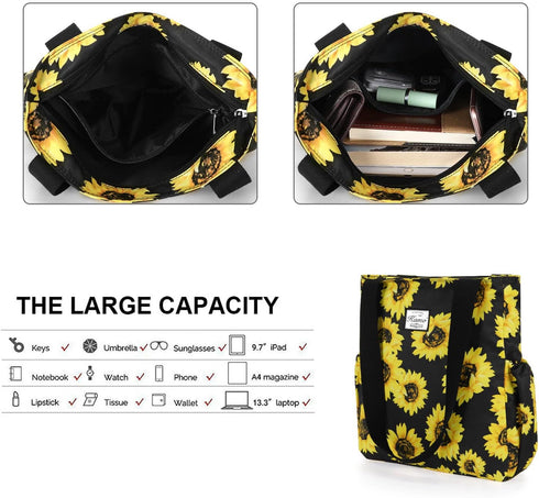 KAMO Floral Tote Bag - Waterproof Lightweight Handbags Travel Shoulder Bag for Hiking Yoga Gym Swimming Travel Beach...