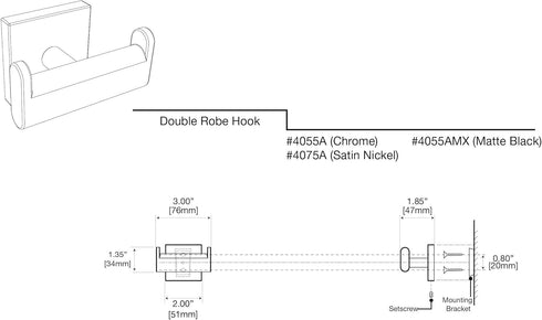 Gatco 4055AMX Elevate Bathroom Double Robe Hook, Matte Black...