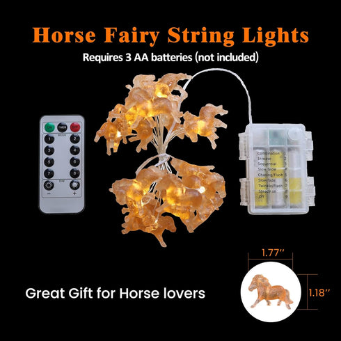 Fairy Pony String Lights Unique Decorative Light Horse Gifts for Girls Cute Lights 20LEDs 8ft Battery Operated for Birthday Horse Lover Xmas Thank...