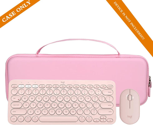 Aproca Pink Hard Travel Storage Case, for Logitech K380 Multi-Device Bluetooth Keyboard and Logitech Pebble M350 / i345 Mouse...