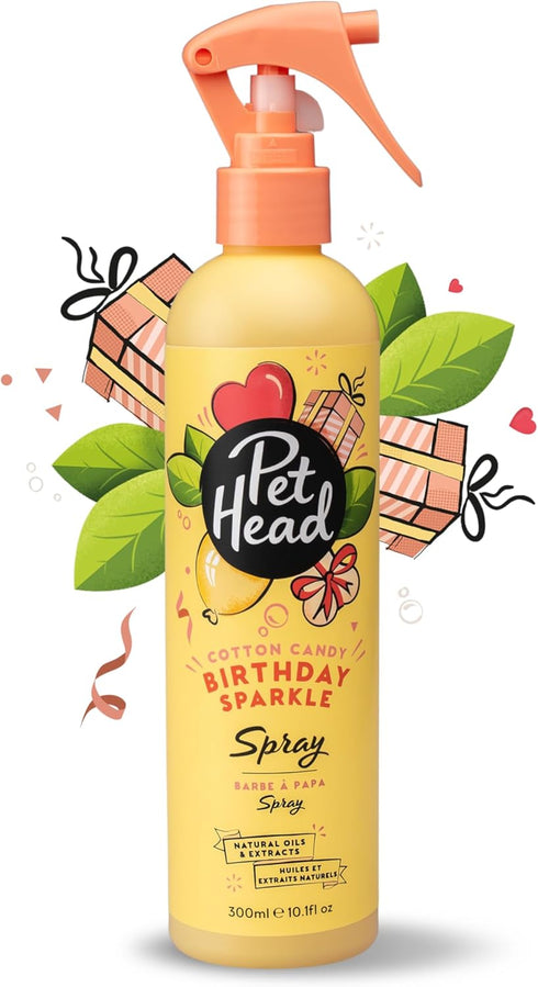 PET Head Dog Deodorizer Spray 10.1fl oz, Birthday Sparkle, Cotton Candy Fragrance, Ideal for Dogs with Sensitive Skin, Dog Birthday Present, Vegan...