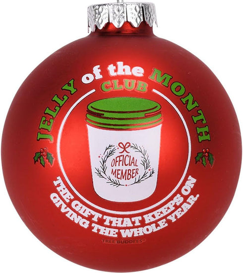 Tree Buddees Jelly of The Month Club Red Glass Christmas Ornament...