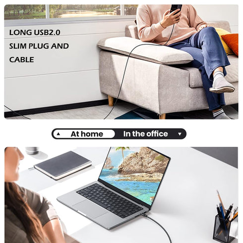 Slim USB C to USB A 20ft Cable, Long USB2.0 Cable USB A to Type C Fast Charging Long Charging Cable for PS5, Keyboard, Mouse and More! The Wire Di...
