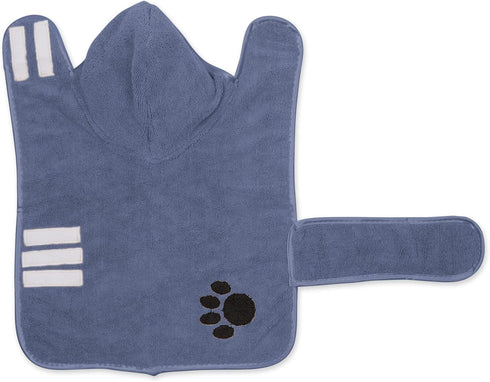Bone Dry Pet Robe Collection, Embroidered Absorbent Microfiber Bath Robe with Adjustable Closure, for Dogs & Cats, Small, Stonewash Blue...