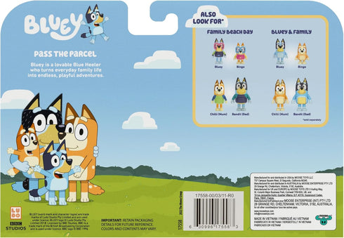 Bluey Figure 4-Pack, Pass The Parcel 2.5-3 inch, Bingo, Lucky's Dad and Lila Character Figures with Accessories...