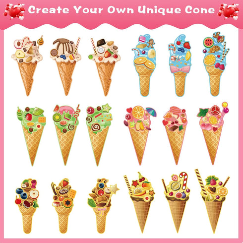 Ice Cream Party Kids Sticker Sheets, 36 Sheets Build Your Own Stickers, Mix And Match Ice Cream Decals Stickers, DIY Crafts Stickers Face Stickers...