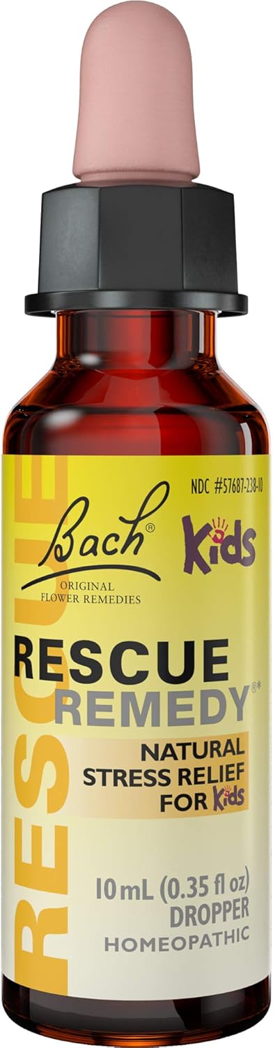 Bach RESCUE REMEDY KIDS Dropper 10mL, Natural Stress Relief, Homeopathic Flower Essence, Vegan, Gluten & Sugar-Free, Kid-friendly, Non-alcohol For...