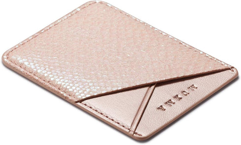 LUVI Phone Card Holder Wallet Sticky Phone Wallet PU Leather Wallet with Glossy Holographic Gradient Ramp Snake Skin Design Pocket Pouch Sleeve Sl...