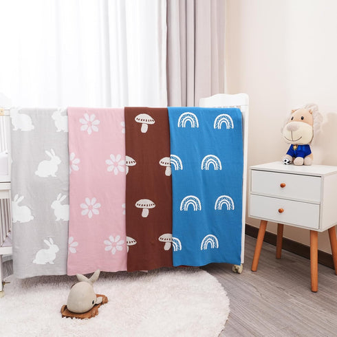 david's kids Cotton Knitted Baby Blanket, Cozy Lightweight Swaddle Blankets for Boys Girls Neutral, Luxurious Receiving Blanket for Shower Gift Re...