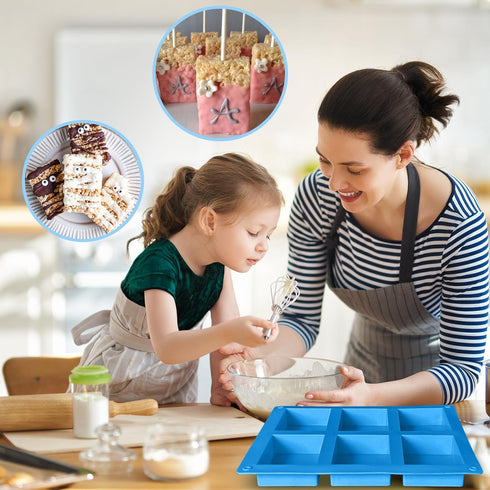 Rice Krispies Silicone Mold for Rice Krispies Treats Baking, 6-Cavity Granola Cereal Bars Mold for Chocolate Cheesecake Brownie...