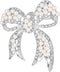 Nicole Miller Silver White Round Pearls Ribbon Clear Rhinestones Brooches and Pins...