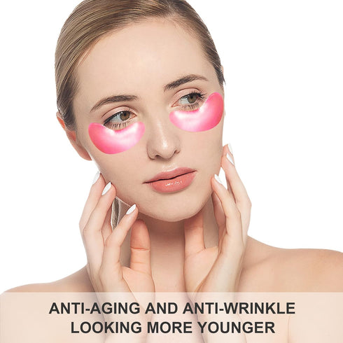 Pink Collagen Eye Mask, 30 Pairs Crystal Gold Under Eye Patches For Puffy Eyes and Dark Circles – Look Less Tired and Reduce Wrinkles and Fine Lin...