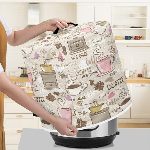 Coffee Print Appliance Cover Dust Cover for 6 Quart Electric Pressure Cooker Rice Cooker Cover Kitchen Decorative Cover for Air Fryer Dustproof Pr...