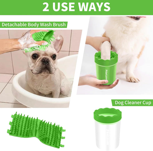 Dog Paw Cleaner, Portable Dog Paw Washer Pet Cleaning Silicone Brush with 3 Absorbent Towel, Pet Foot Cleaner for Small Breed Dogs(Green)...