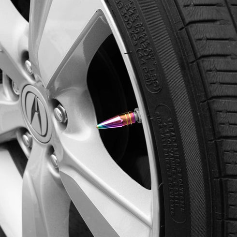 TVC29 Red 4pcs Long Spike Spiked Tire Valve Stem Caps Metal Thread Wheel Tires...