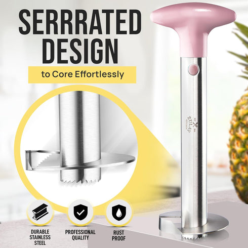 Zulay Kitchen Stainless Steel Pineapple Corer & Slicer + Eye Removal Tool – Heavy Duty Pineapple Cutter with Reinforced Blade – Effortless Pineapp...