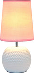 Simple Designs LT2084-PNK Mini Studded Texture White Ceramic Bedside Table Lamp, Pink...
