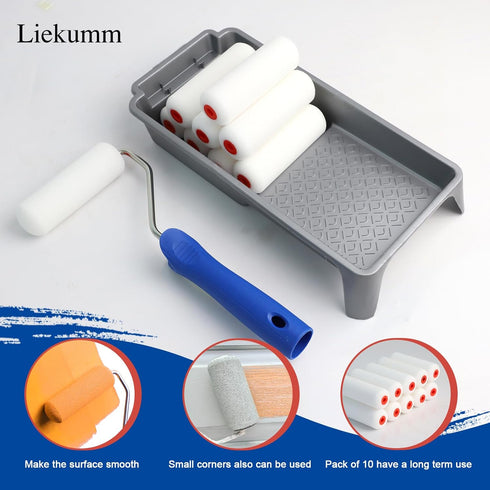LIEKUMM Foam Paint Roller Covers, 4 Inch Foam Paint Roller, High-Density Foam Roller Refills Painting, Sponge Paint Roller, Suitable for Walls, Ca...