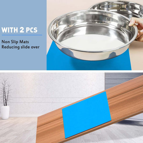 Shallow Dog Food Bowls, Non Slip Food Grade Stainless Steel Bowls for Large Dogs - 8 Cups / 2 Quart (2 Pcs)...