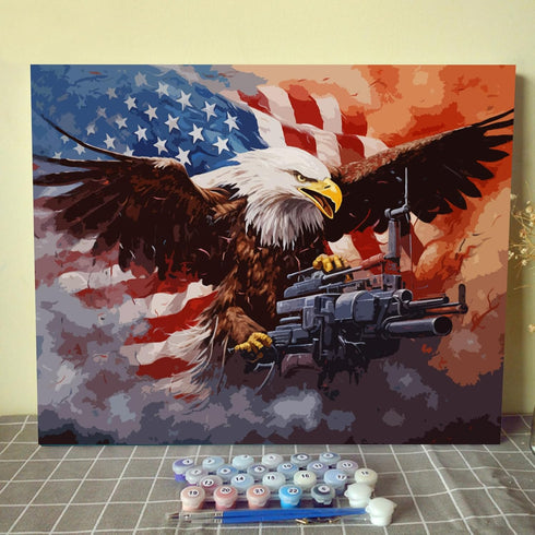Tucocoo Eagle Bird Paint by Numbers Patriotic 4th of July DIY Oil Painting Kit Canvas Pictures Drawing Paintwork Paintbrushes Acrylic Pigment Begi...